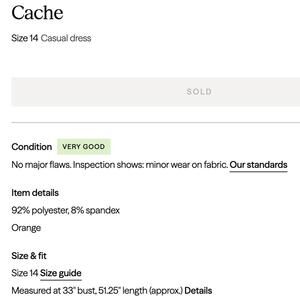 Cache Orange Casual Dress Size 14